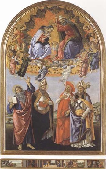 Sandro Botticelli Coronation of the Virgin,with Sts john the Evangelist,Augustine,Jerome and Eligius or San Marco Altarpiece Sweden oil painting art